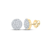 14kt Yellow Gold Mens Round Diamond Cluster Earrings 1-7/8 Cttw