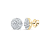 14kt Yellow Gold Mens Round Diamond Cluster Earrings 2 Cttw