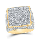 14kt Yellow Gold Mens Round Diamond Square Ring 4-7/8 Cttw