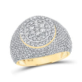 14kt Yellow Gold Mens Round Diamond Circle Cluster Ring 2 Cttw