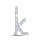 14kt Yellow Gold Mens Baguette Diamond K Initial Letter Charm Pendant 3/4 Cttw