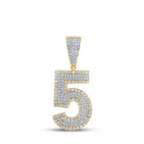 14kt Two-tone Gold Mens Round Diamond Number 5 Charm Pendant 3/4 Cttw