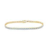 14kt Yellow Gold Mens Round Diamond Single Row Link Bracelet 4-1/3 Cttw