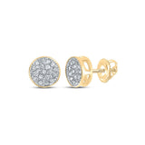14kt Yellow Gold Mens Round Diamond Cluster Earrings 1/6 Cttw