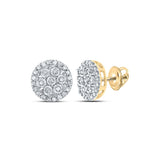 14kt Yellow Gold Mens Round Diamond Circle Cluster Earrings 1/4 Cttw