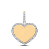 14kt Yellow Gold Mens Round Diamond Memory Heart Charm Pendant 1/10 Cttw