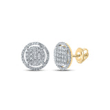 14kt Yellow Gold Mens Round Diamond Circle Cluster Earrings 3/4 Cttw