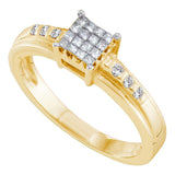 14kt Yellow Gold Womens Princess Diamond Square Cluster Ring 1/4 Cttw