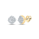 14kt Yellow Gold Mens Round Diamond Cluster Earrings 1/3 Cttw