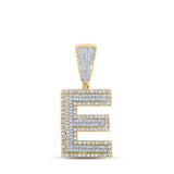 14kt Two-tone Gold Mens Round Diamond E Initial Charm Pendant 7/8 Cttw