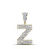14kt Two-tone Gold Mens Round Diamond Z Initial Letter Charm Pendant 3/4 Cttw