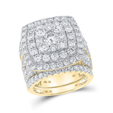 10kt Yellow Gold Round Diamond Halo Bridal Wedding Ring Band Set 6 Cttw