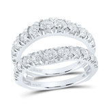 14kt White Gold Womens Round Diamond Wrap Enhancer Wedding Band 2 Cttw