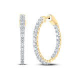 14kt Yellow Gold Womens Round Diamond Inside Outside Hoop Earrings 3 Cttw