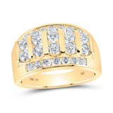 14kt Yellow Gold Mens Round Diamond Channel-set Band Ring 2 Cttw