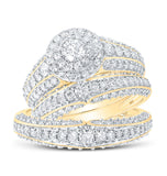 10kt Yellow Gold His Hers Round Diamond Halo Matching Wedding Set 2-3/8 Cttw