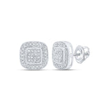 10kt White Gold Womens Diamond Rounded Square Earrings 1/4 Cttw