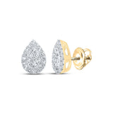 10kt Yellow Gold Womens Round Diamond Teardrop Earrings 1/4 Cttw