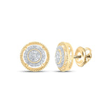 10kt Yellow Gold Womens Round Diamond Circle Earrings 1/4 Cttw