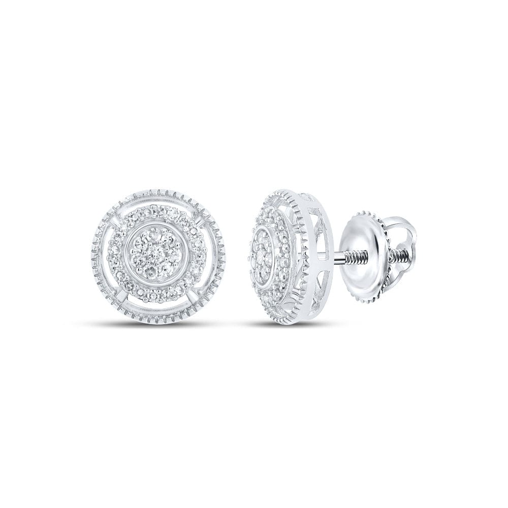 10kt White Gold Womens Round Diamond Circle Earrings 1/4 Cttw