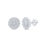 10kt White Gold Womens Round Diamond Circle Earrings 1/3 Cttw