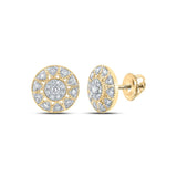 10kt Yellow Gold Womens Round Diamond Circle Earrings 3/8 Cttw