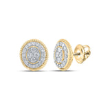 10kt Yellow Gold Womens Round Diamond Oval Cluster Earrings 1/2 Cttw