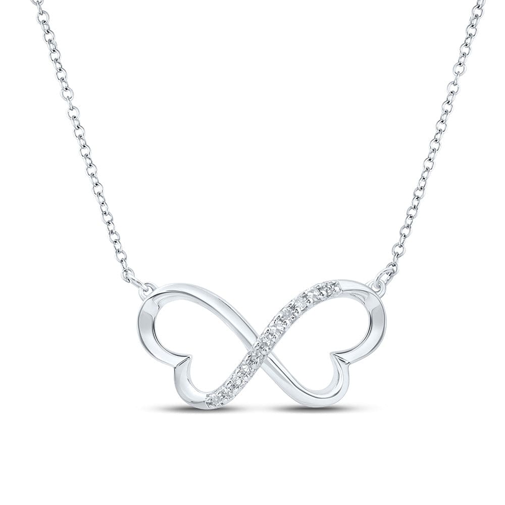 Sterling Silver Womens Round Diamond 18-inch Infinity Heart Necklace 1/12 Cttw