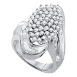 10kt White Gold Womens Round Diamond Wide Cluster Ring 1 Cttw