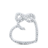 Sterling Silver Womens Round Diamond Infinity Heart Pendant 1/20 Cttw