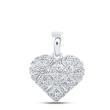 10kt White Gold Womens Baguette Diamond Heart Pendant 5/8 Cttw
