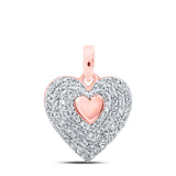 10kt Rose Gold Womens Round Diamond Heart Pendant 1/4 Cttw