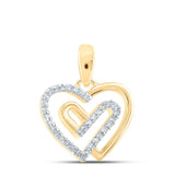 10kt Yellow Gold Womens Round Diamond Heart Pendant 1/12 Cttw