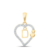 10kt Yellow Gold Womens Round Diamond D Heart Letter Pendant 1/10 Cttw