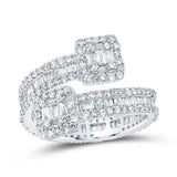 10kt White Gold Womens Baguette Diamond Cuff Eternity Band Ring 1-1/2 Cttw