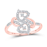 10kt Rose Gold Womens Round Diamond Heart Ring 1/3 Cttw