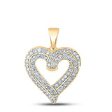 10kt Yellow Gold Womens Round Diamond Heart Pendant 5/8 Cttw