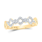 10kt Yellow Gold Womens Round Diamond Offset Square Stackable Band Ring 1/6 Cttw
