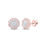 10kt Rose Gold Womens Round Diamond Cluster Earrings 5/8 Cttw