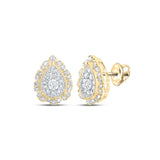 10kt Yellow Gold Womens Round Diamond Teardrop Earrings 3/8 Cttw