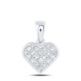 10kt White Gold Womens Princess Diamond Heart Pendant 3/8 Cttw