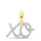 10kt Yellow Gold Womens Round Diamond XO Fashion Pendant 1/10 Cttw