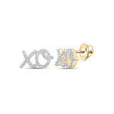 10kt Yellow Gold Womens Round Diamond XO Fashion Earrings 1/6 Cttw