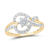 10kt Yellow Gold Womens Round Diamond Heart Ring 3/8 Cttw