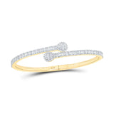10kt Yellow Gold Womens Baguette Diamond Pear Cuff Bangle Bracelet 1-5/8 Cttw