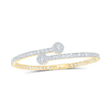 10kt Yellow Gold Womens Baguette Diamond Circle Cuff Bangle Bracelet 2-3/4 Cttw