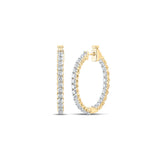 14kt Yellow Gold Womens Round Diamond Hoop Earrings 1-3/4 Cttw