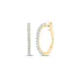 14kt Yellow Gold Womens Round Diamond Hoop Earrings 7/8 Cttw