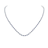 14kt White Gold Womens Round Blue Sapphire Diamond 18-inch Tennis Necklace 5-5/8 Cttw