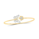 10kt Yellow Gold Womens Round Diamond Butterfly Bangle Bracelet 1/4 Cttw